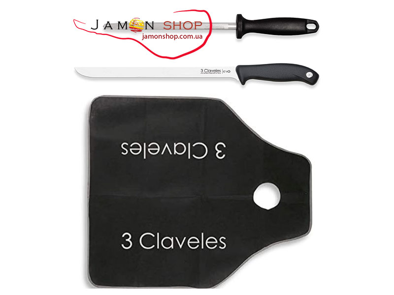 Набір Ніж для хамона 3 Claveles Forge 25 см, мусат та захисним чохлом для хамона | Професійний набір для нарізки хамона, прошутто та іберійської шинки - Зображення 2