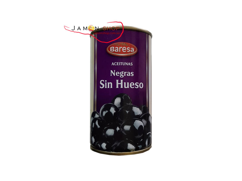 Черные оливки без косточек baresa, 350г.